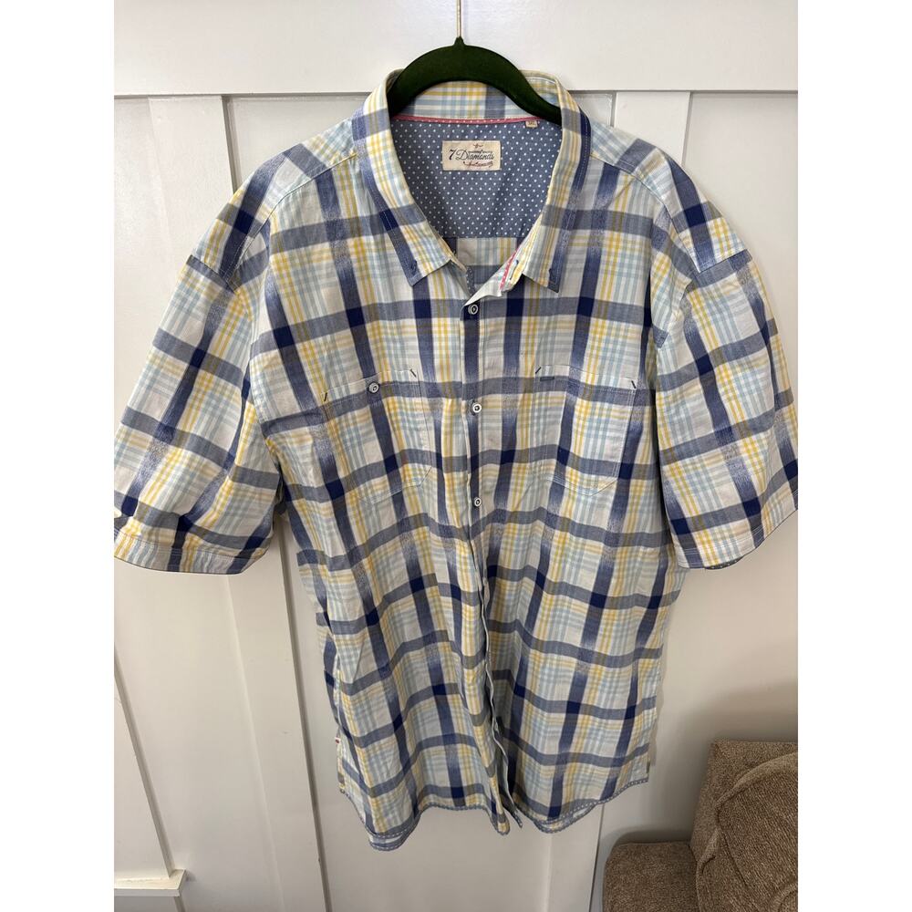 Men's 7 Diamonds Button Down Short Sleeve Shirt Size 3XL